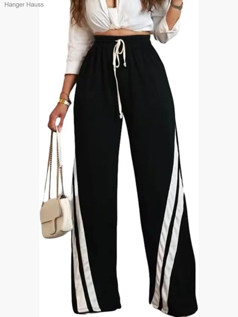 Wide Leg Sweatpants Women Striped Drawstring High Waisted Loose Casual Lounge
